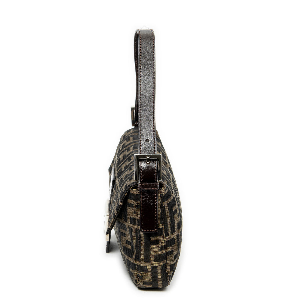 Bolso de hombro baguette de lona Zucca color caqui