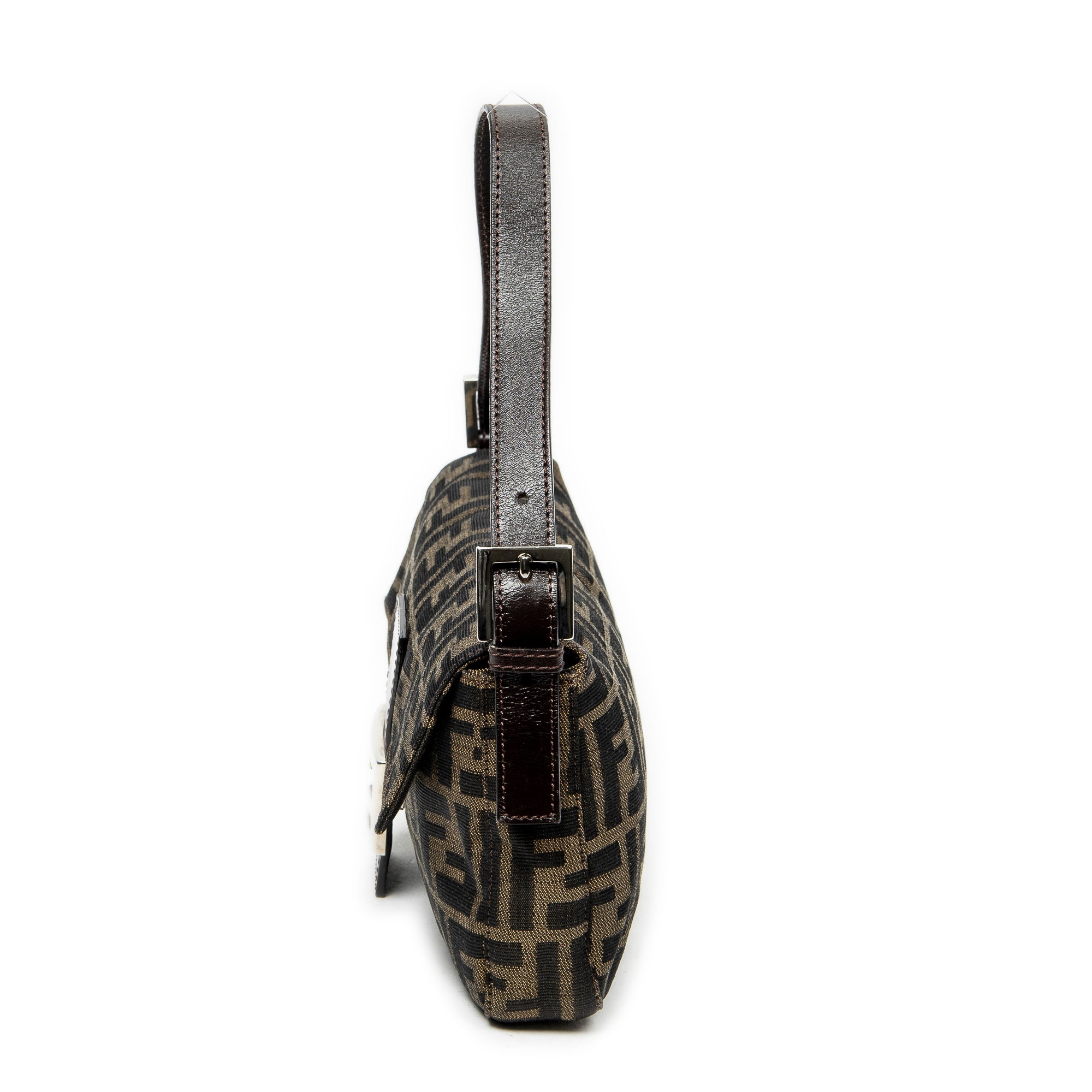 Bolso de hombro baguette de lona Zucca color caqui