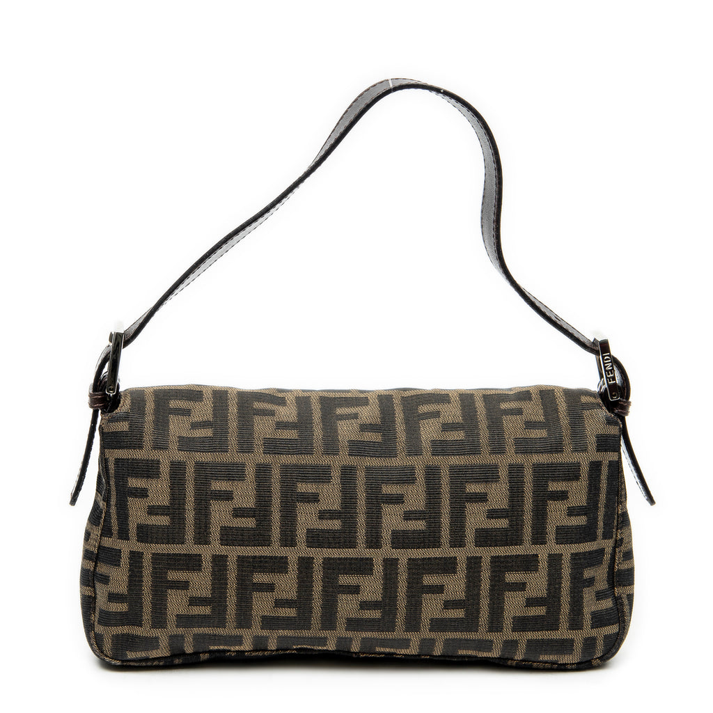 Bolso de hombro baguette de lona Zucca color caqui