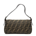 Bolso de hombro baguette de lona Zucca color caqui