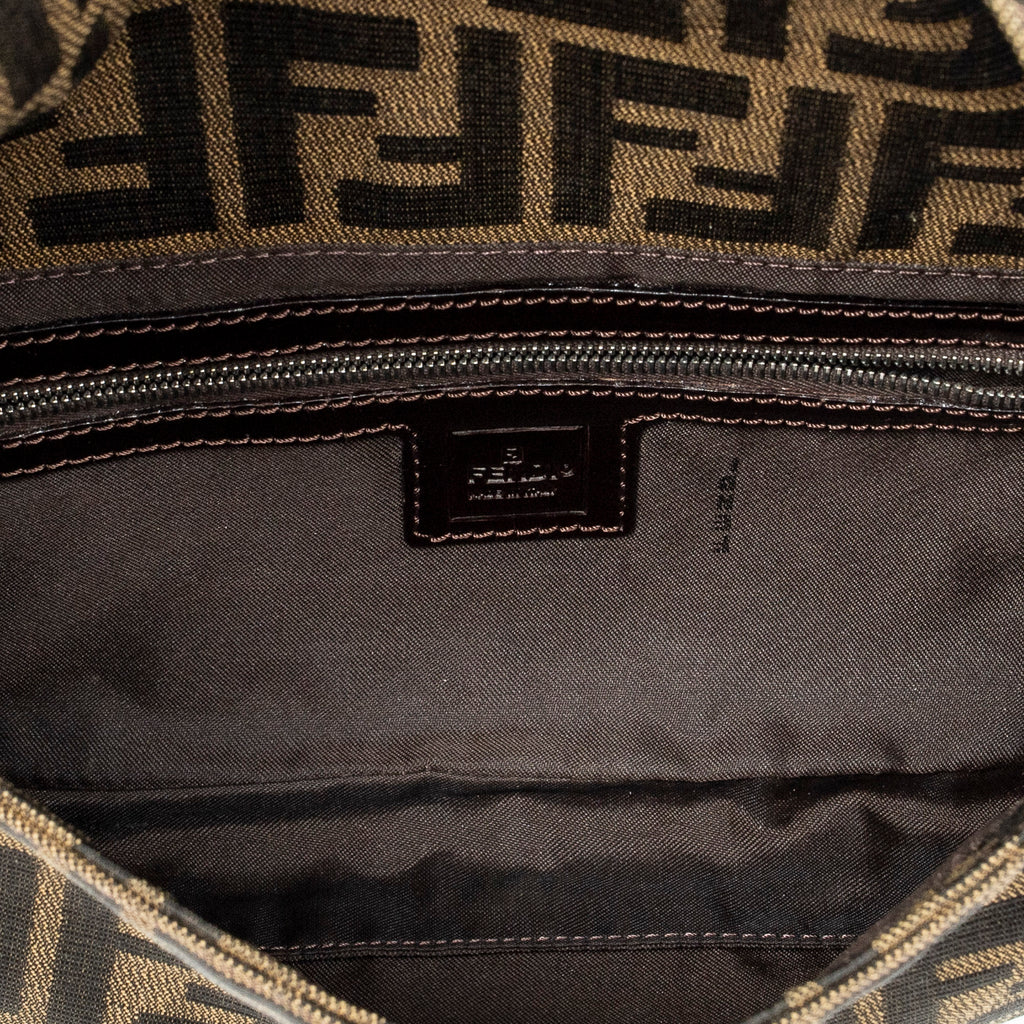 Bolso de hombro baguette de lona Zucca color caqui