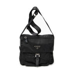 Bolso de hombro con solapa pequeña tipo mensajero de lona de nailon negra