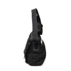 Bolso de hombro con solapa pequeña tipo mensajero de lona de nailon negra