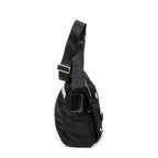 Bolso de hombro con solapa pequeña tipo mensajero de lona de nailon negra