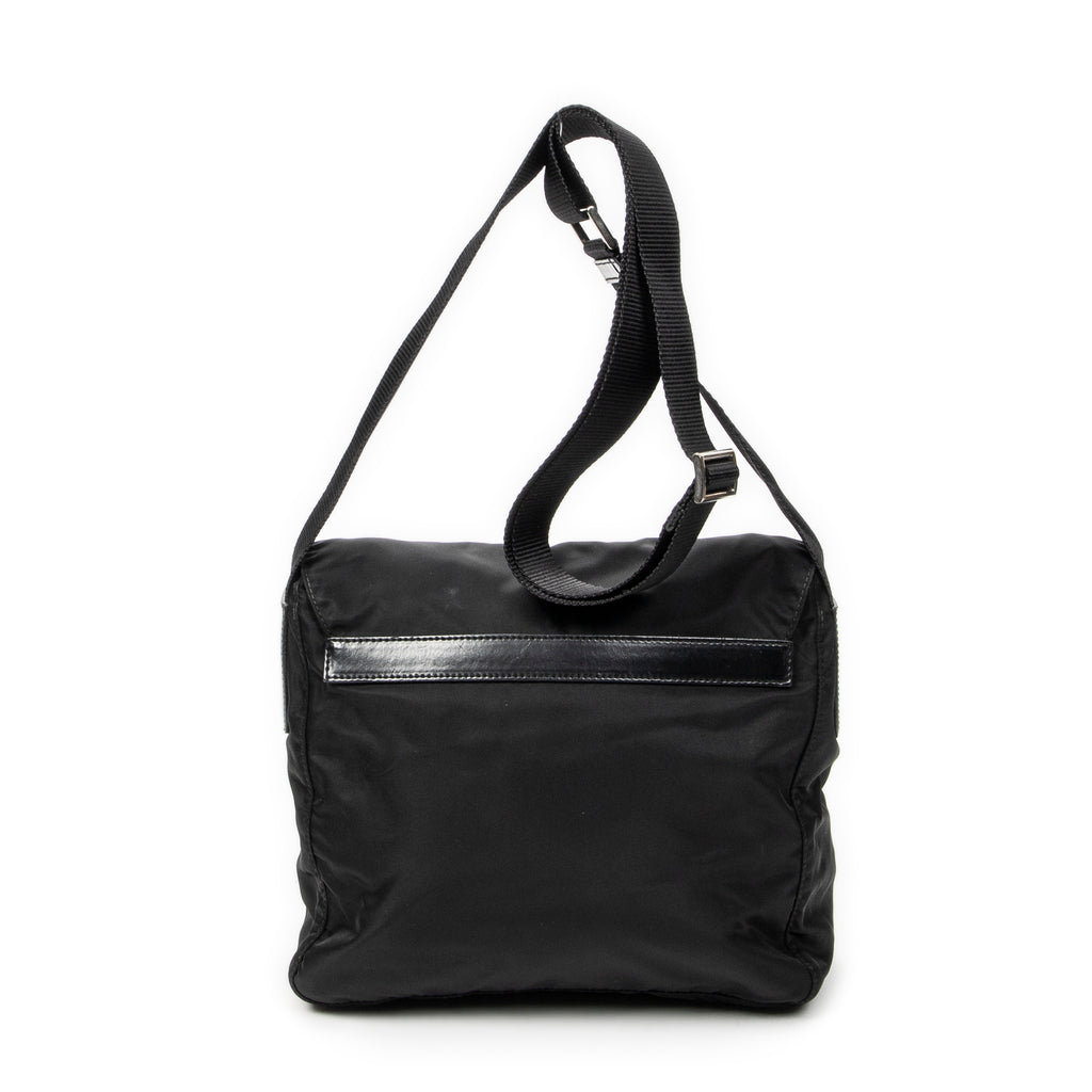 Bolso de hombro con solapa pequeña tipo mensajero de lona de nailon negra