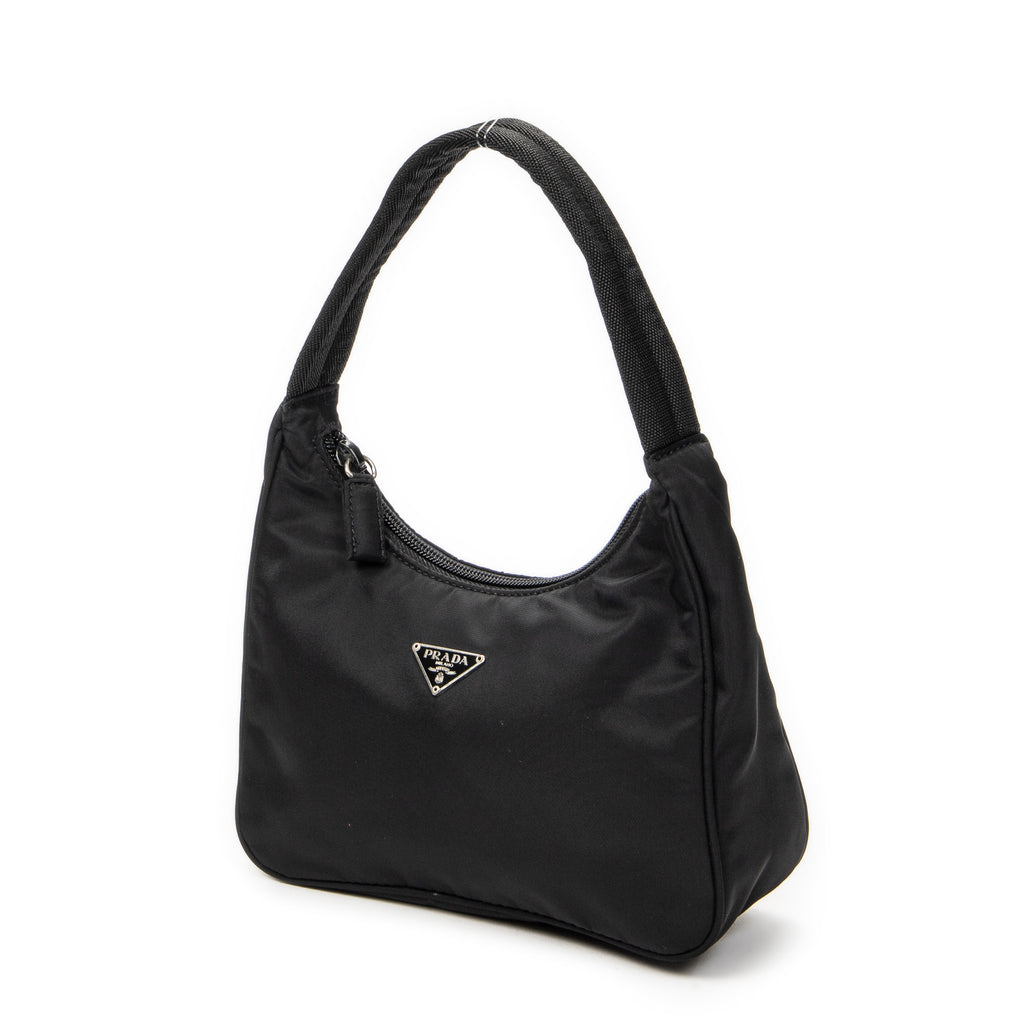 Handbag Vintage Mini Zip Hobo Black Nylon Canvas