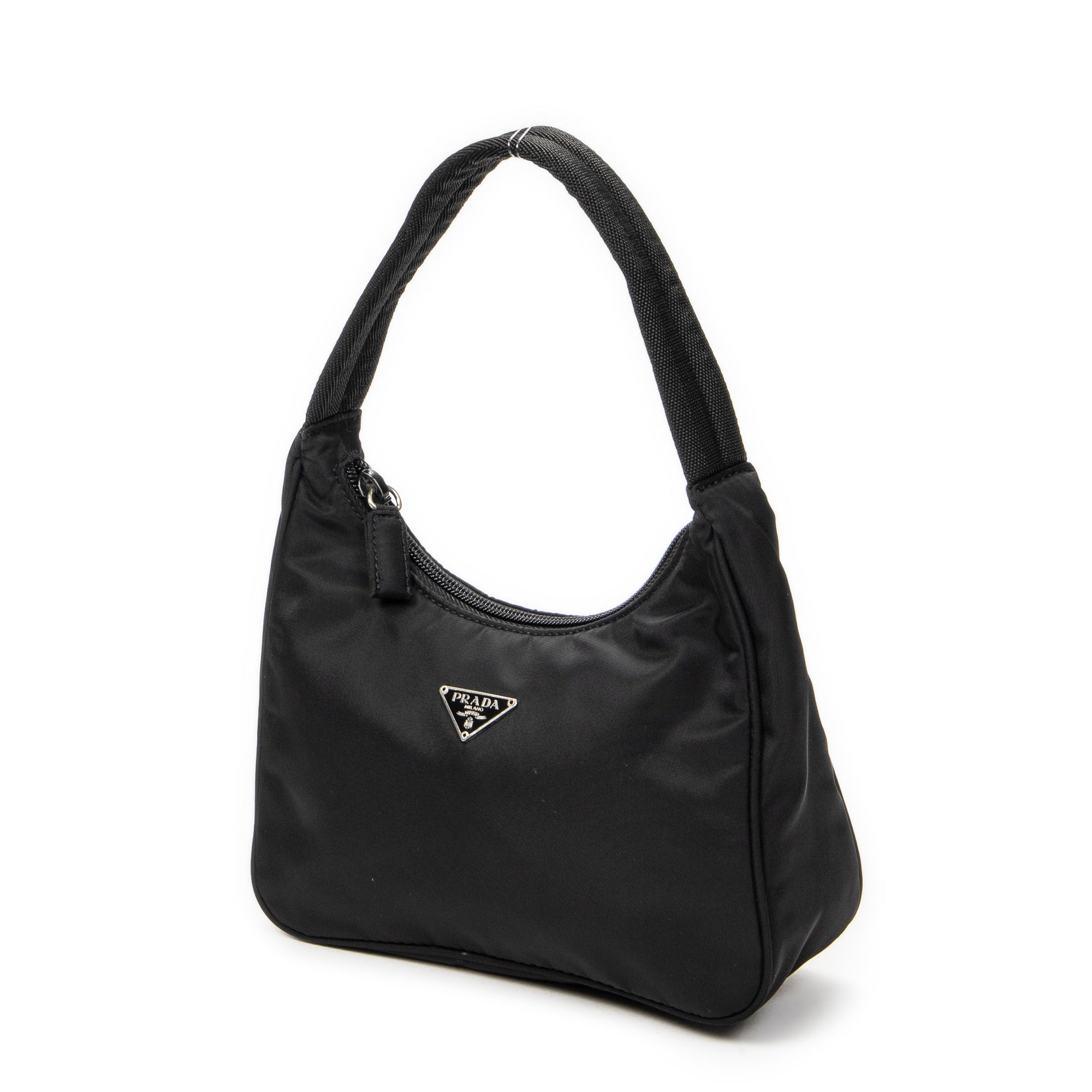 Handbag Vintage Mini Zip Hobo Black Nylon Canvas