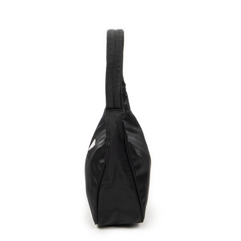 Handbag Vintage Mini Zip Hobo Black Nylon Canvas