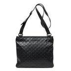 Shoulder Bag Large Square Zip Messenger Black Guccissima Leather