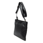 Shoulder Bag Large Square Zip Messenger Black Guccissima Leather