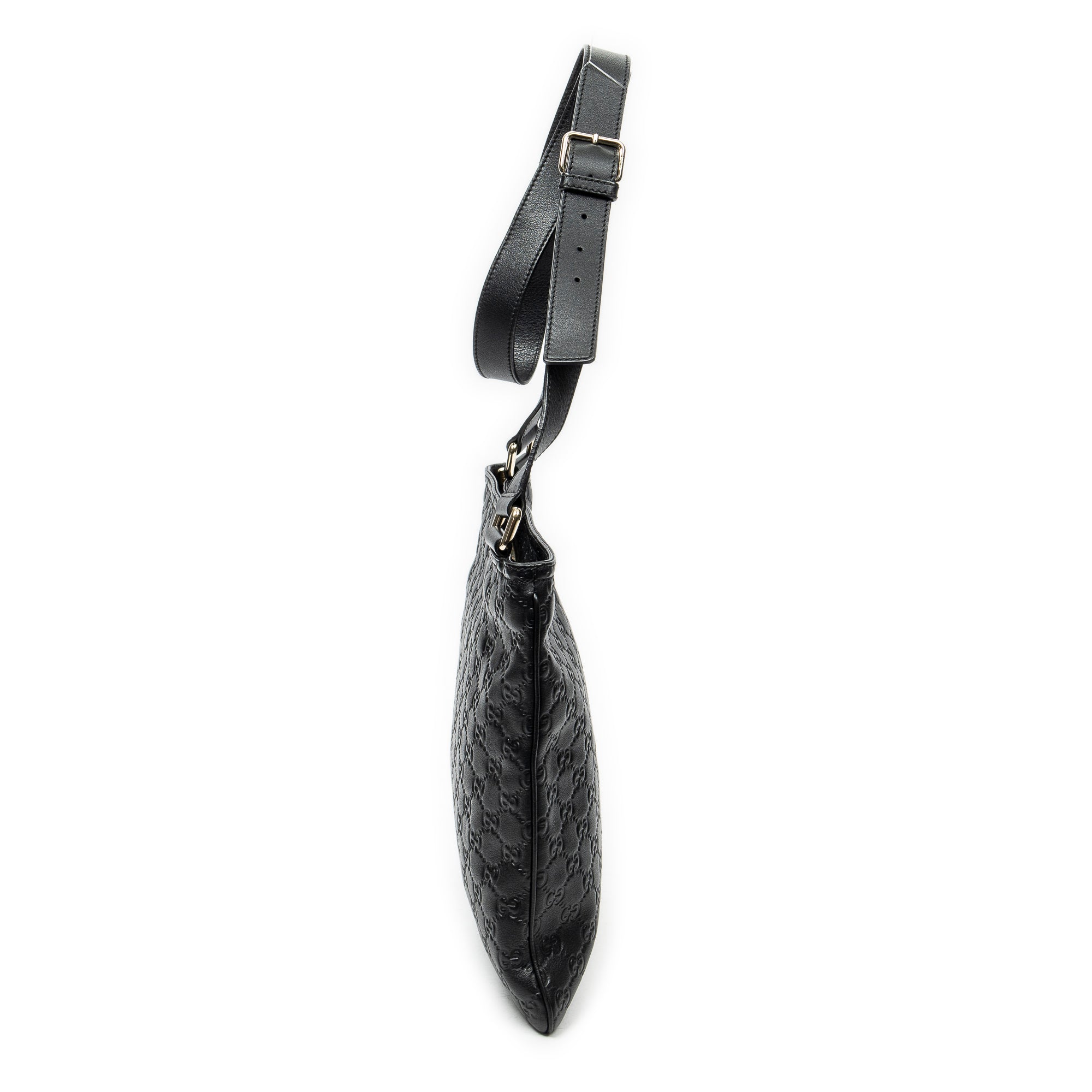 Shoulder Bag Large Square Zip Messenger Black Guccissima Leather