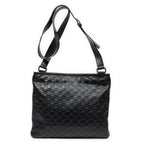 Shoulder Bag Large Square Zip Messenger Black Guccissima Leather