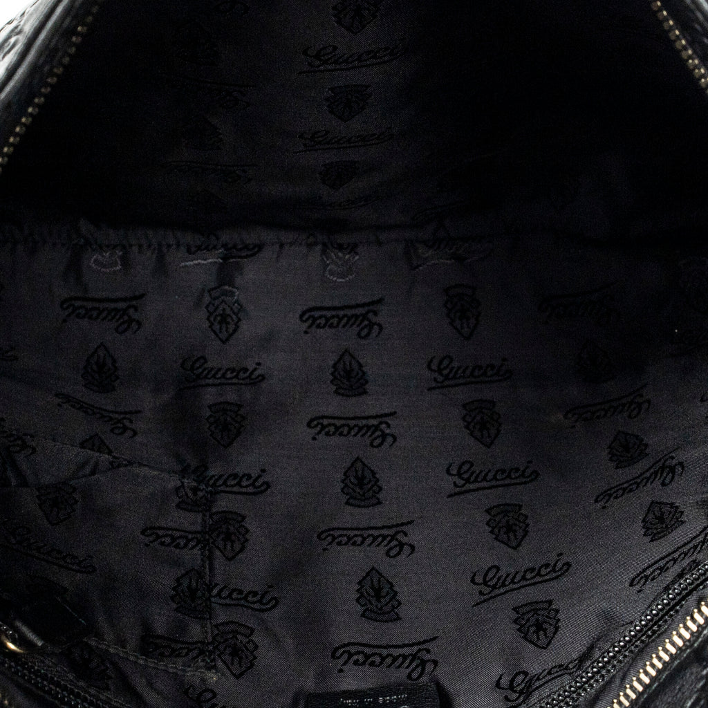 Shoulder Bag Large Square Zip Messenger Black Guccissima Leather