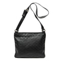 Shoulder Bag Large Square Zip Messenger Black Guccissima Leather