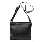 Shoulder Bag Large Square Zip Messenger Black Guccissima Leather