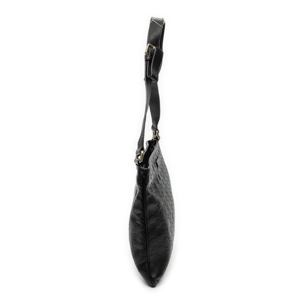 Shoulder Bag Large Square Zip Messenger Black Guccissima Leather