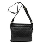Shoulder Bag Large Square Zip Messenger Black Guccissima Leather