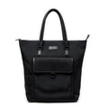 Shoulder Bag Front Pocket Vertical Tote Black Nylon Canvas