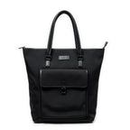Shoulder Bag Front Pocket Vertical Tote Black Nylon Canvas