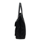Shoulder Bag Front Pocket Vertical Tote Black Nylon Canvas