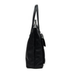 Shoulder Bag Front Pocket Vertical Tote Black Nylon Canvas