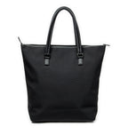 Shoulder Bag Front Pocket Vertical Tote Black Nylon Canvas