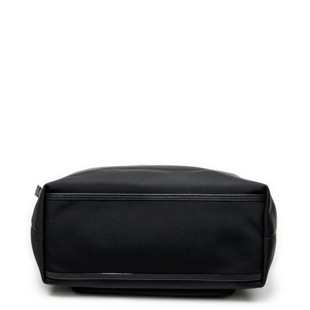 Shoulder Bag Front Pocket Vertical Tote Black Nylon Canvas