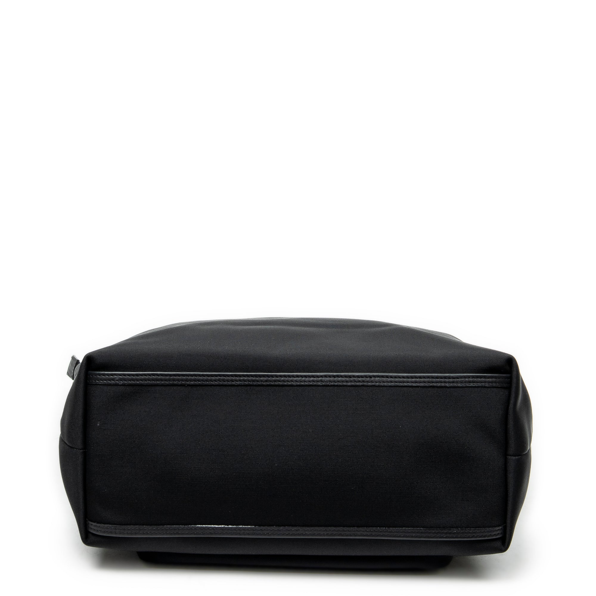 Shoulder Bag Front Pocket Vertical Tote Black Nylon Canvas