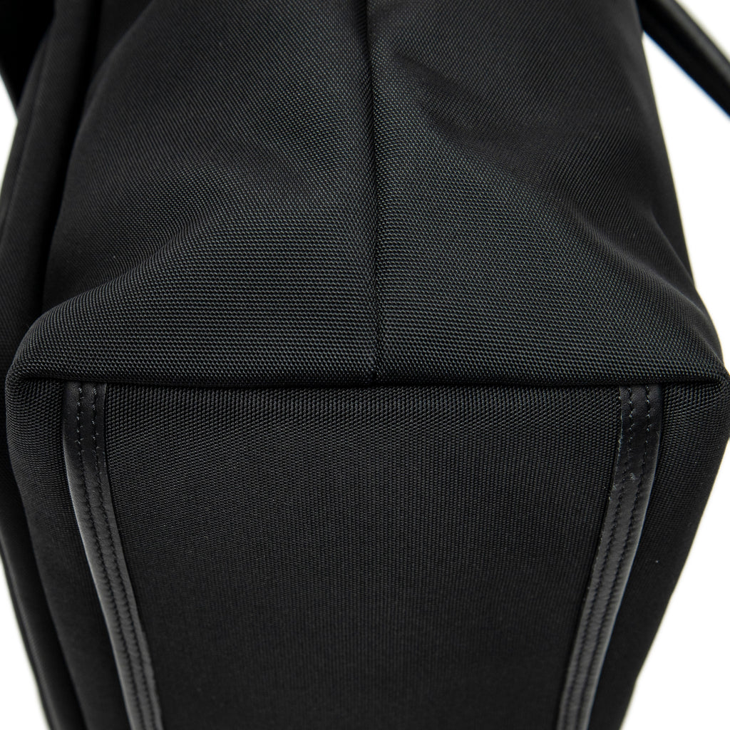 Shoulder Bag Front Pocket Vertical Tote Black Nylon Canvas