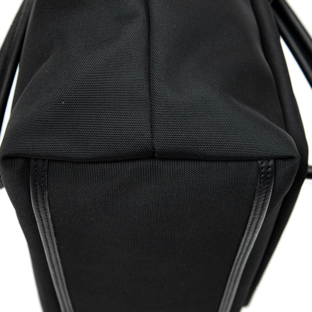 Shoulder Bag Front Pocket Vertical Tote Black Nylon Canvas