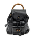 Backpack Mini Bamboo Backpack Black Calfskin Leather
