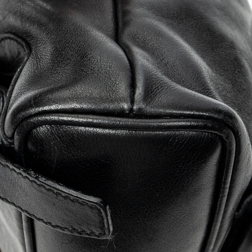 Backpack Mini Bamboo Backpack Black Calfskin Leather