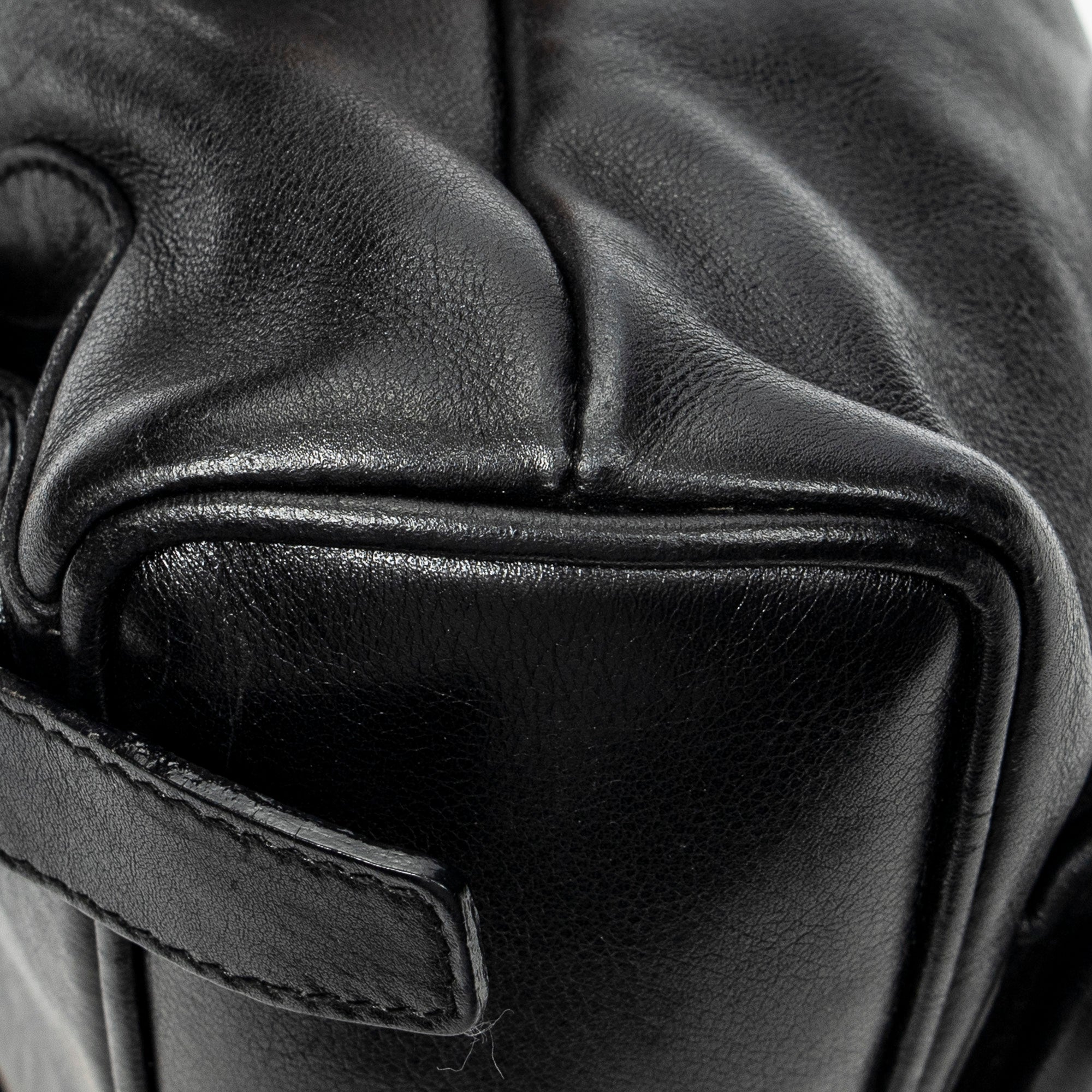 Backpack Mini Bamboo Backpack Black Calfskin Leather