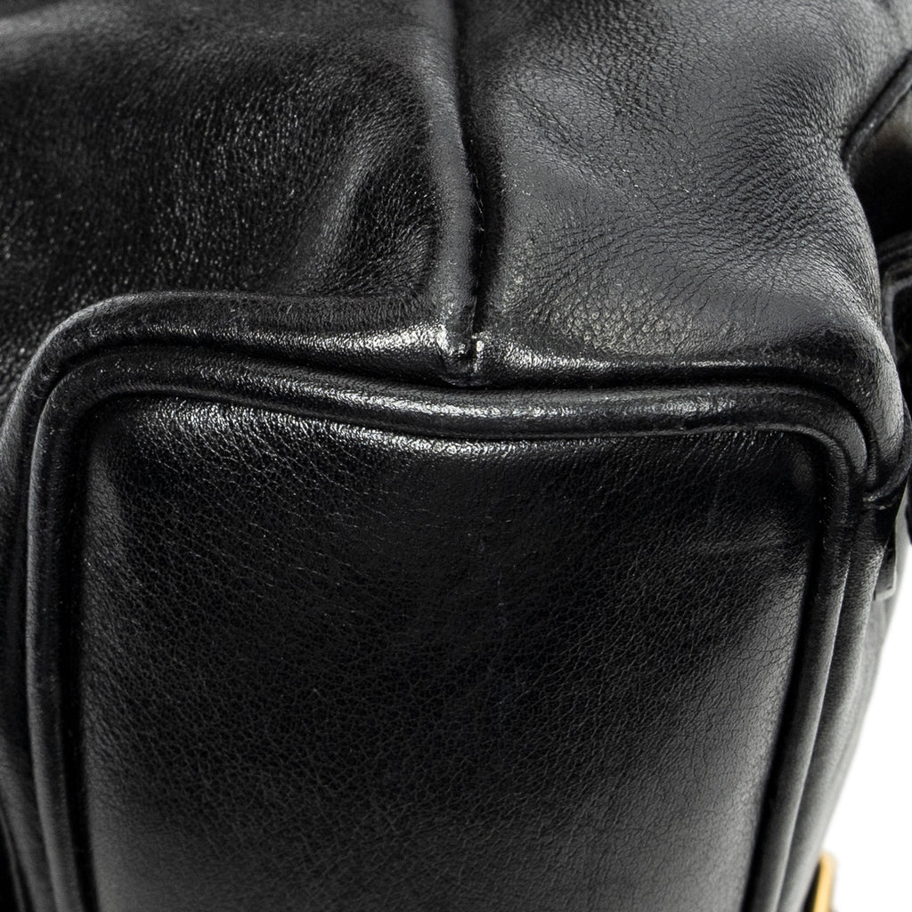 Backpack Mini Bamboo Backpack Black Calfskin Leather
