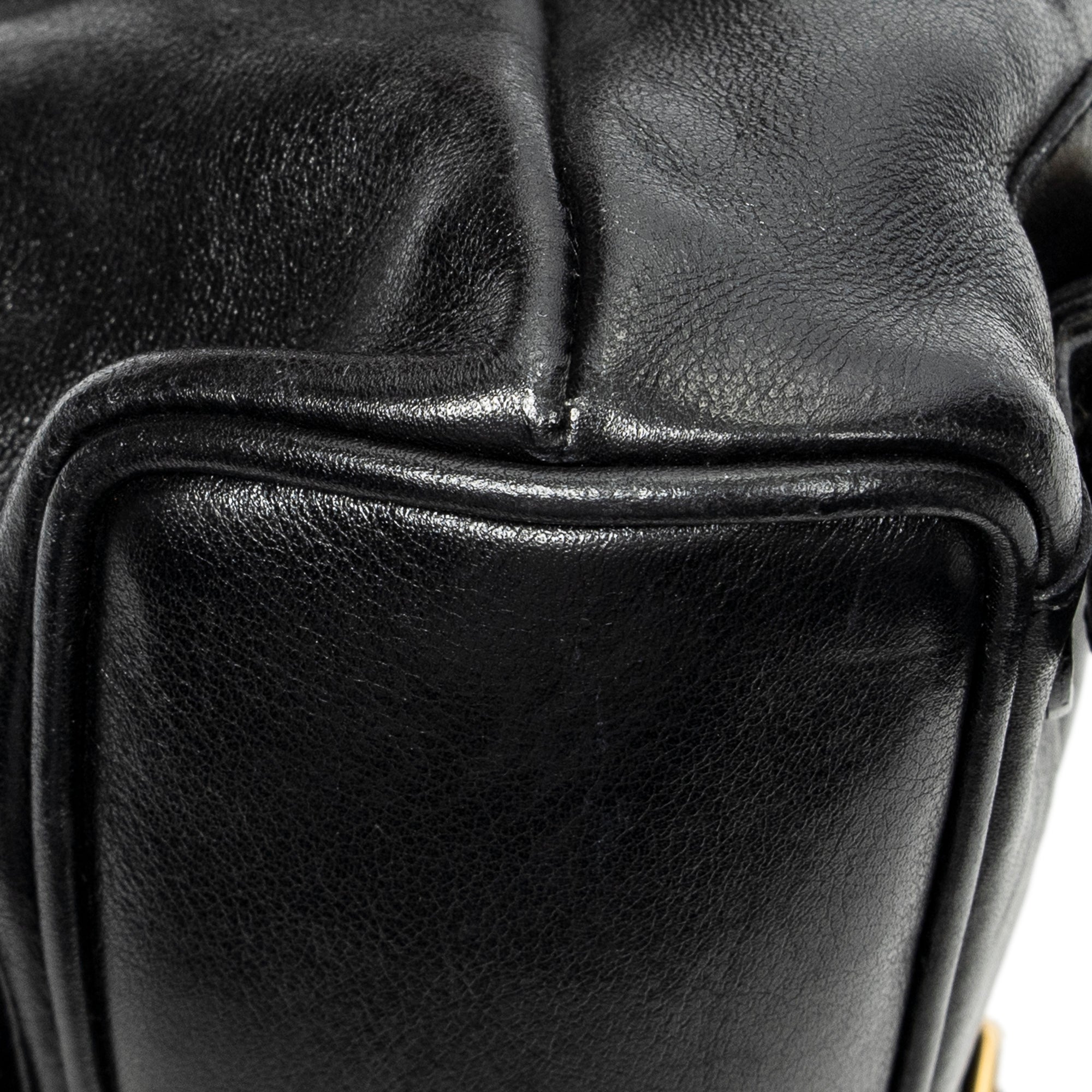 Backpack Mini Bamboo Backpack Black Calfskin Leather