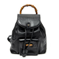 Backpack Mini Bamboo Backpack Black Calfskin Leather