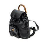 Backpack Mini Bamboo Backpack Black Calfskin Leather