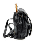 Backpack Mini Bamboo Backpack Black Calfskin Leather