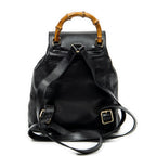Backpack Mini Bamboo Backpack Black Calfskin Leather