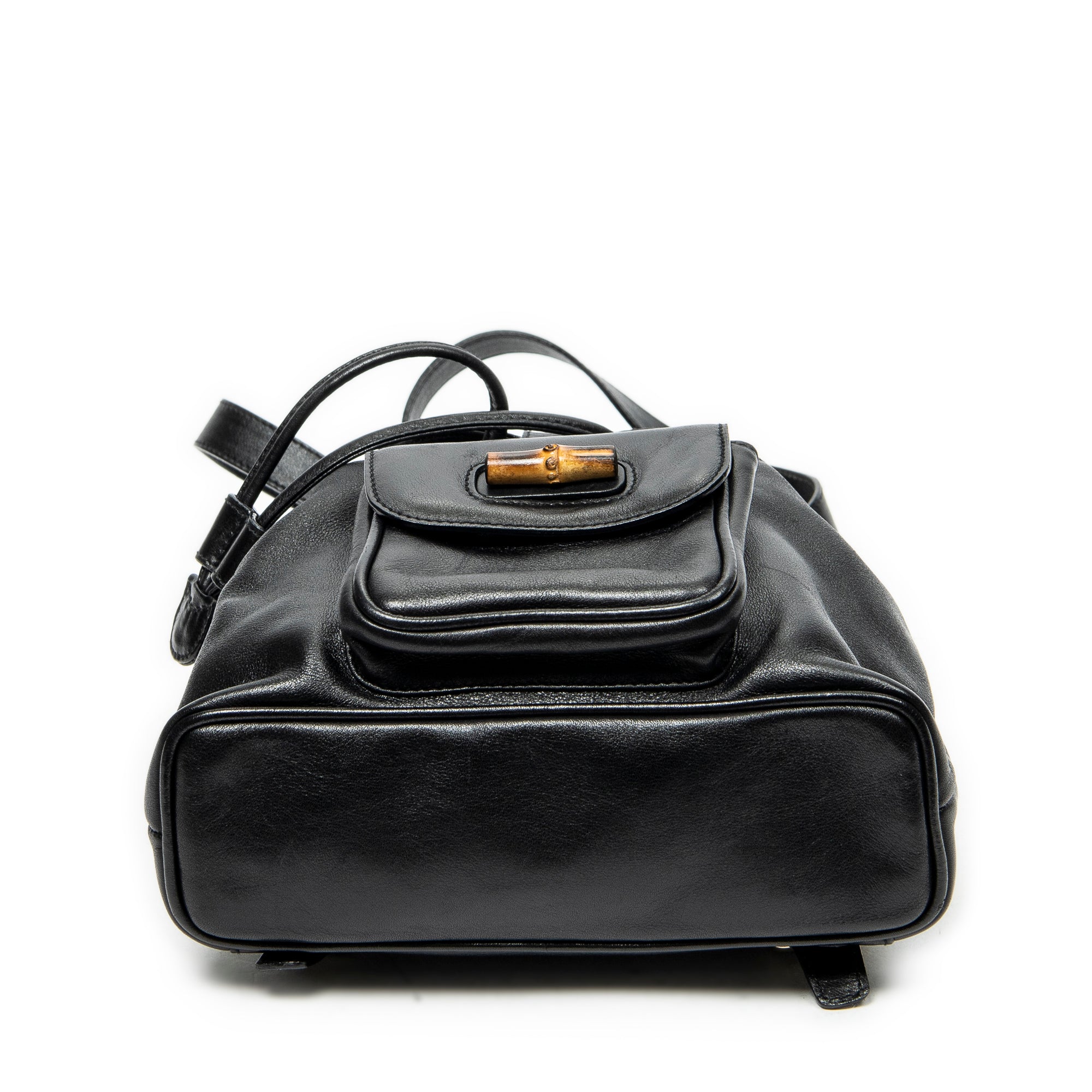 Backpack Mini Bamboo Backpack Black Calfskin Leather