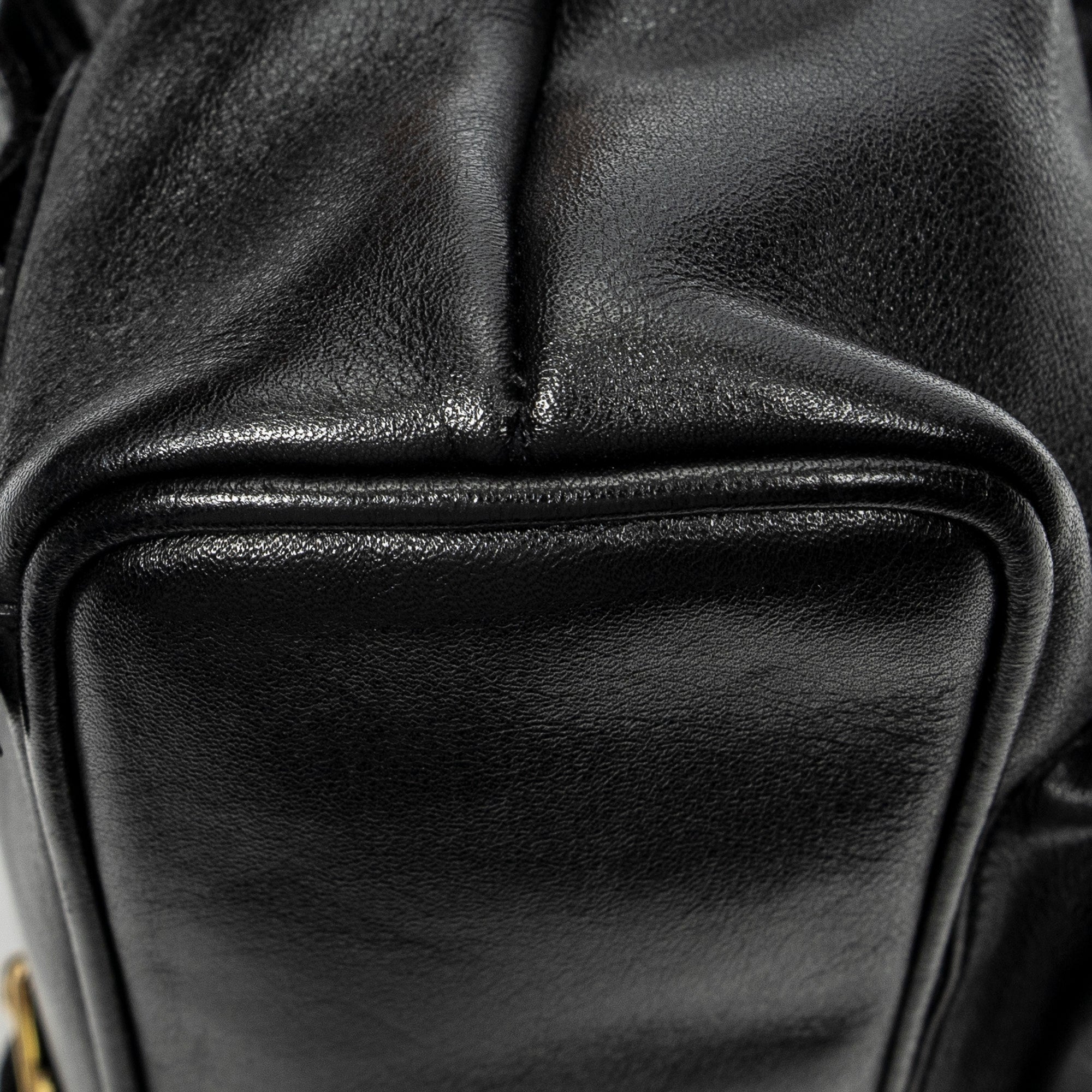 Backpack Mini Bamboo Backpack Black Calfskin Leather