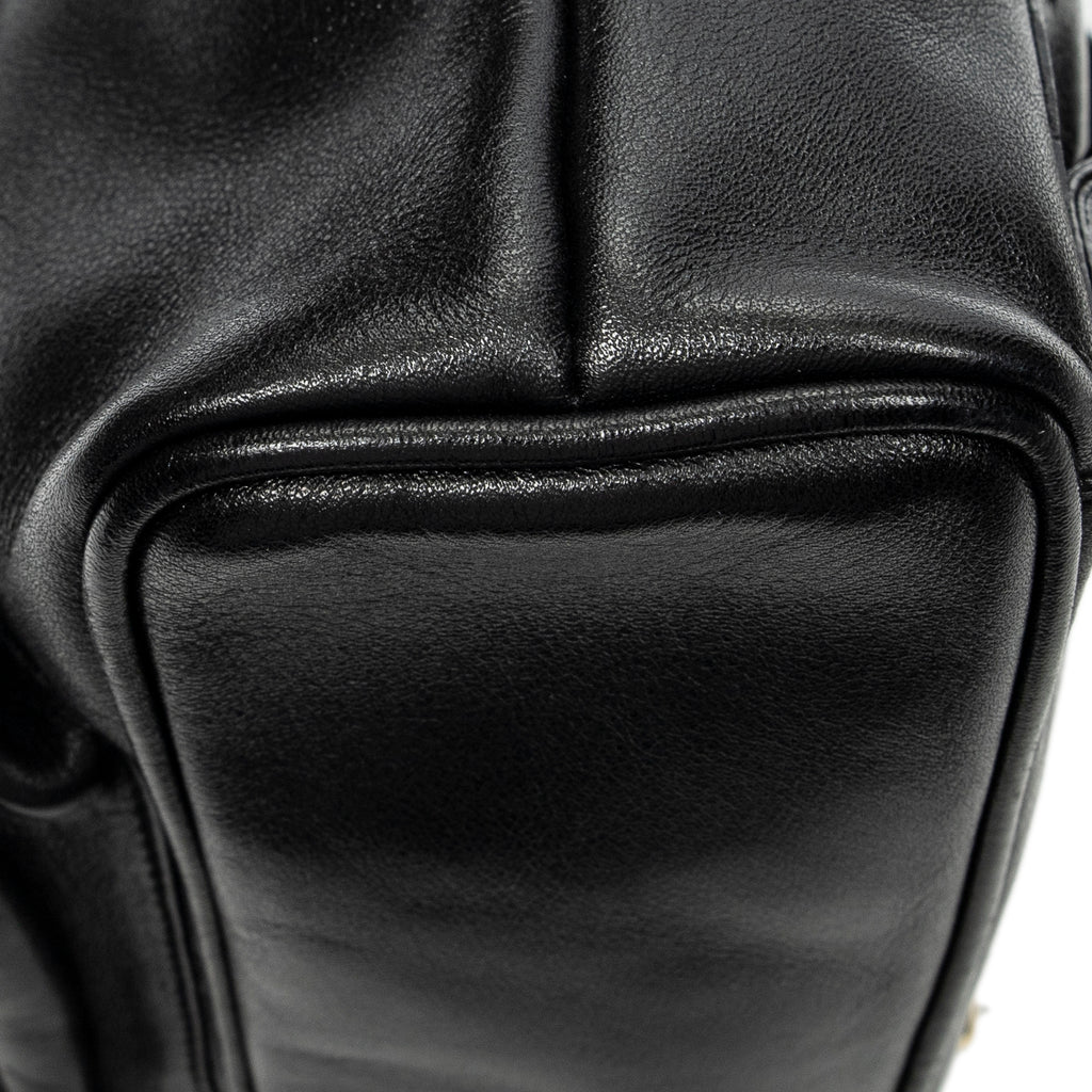 Backpack Mini Bamboo Backpack Black Calfskin Leather