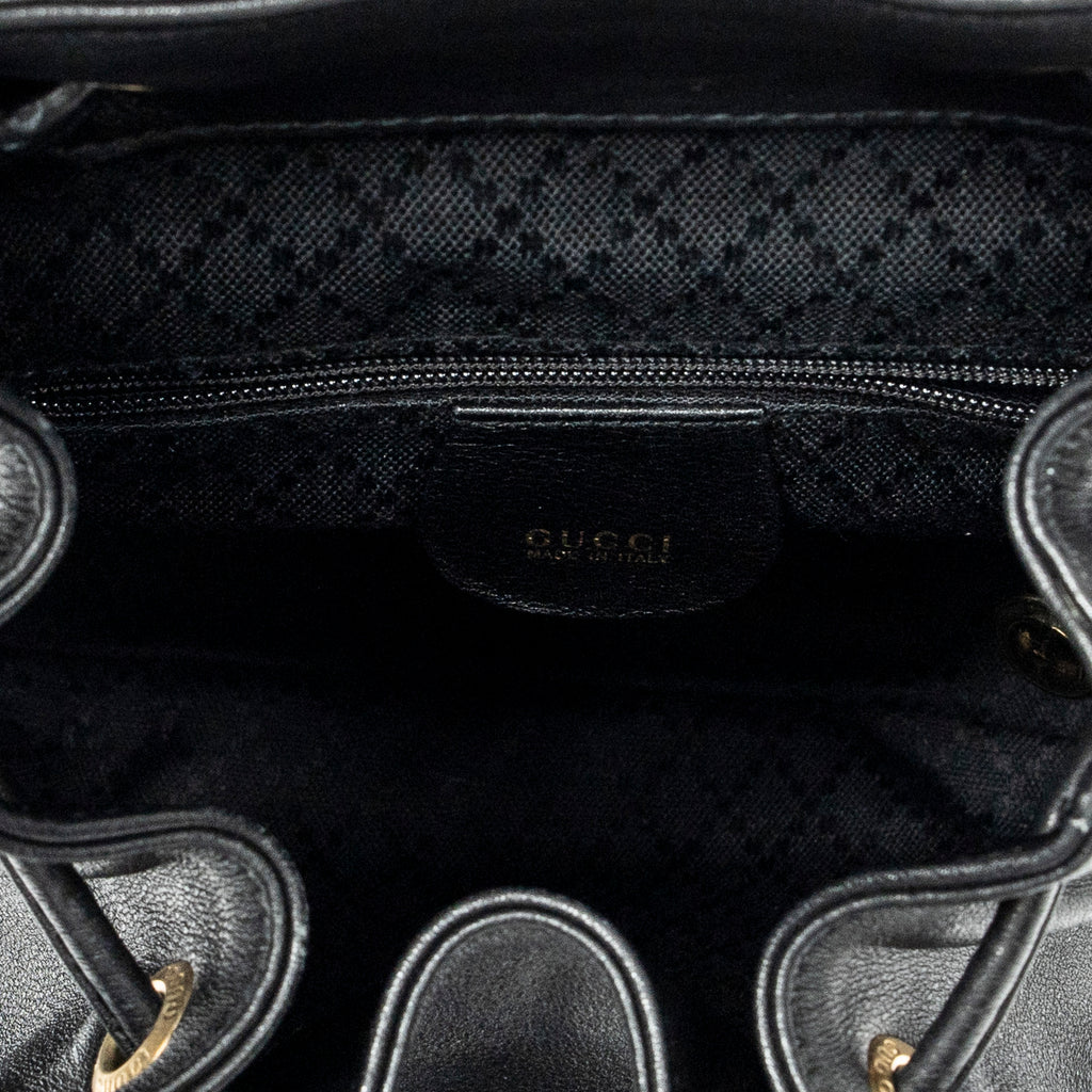 Backpack Mini Bamboo Backpack Black Calfskin Leather