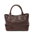 Handbag Anagram Open Tote Dark Brown Calfskin Leather