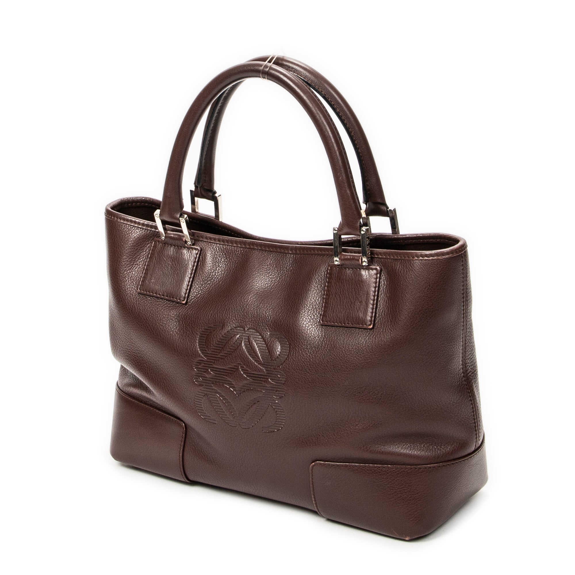 Handbag Anagram Open Tote Dark Brown Calfskin Leather