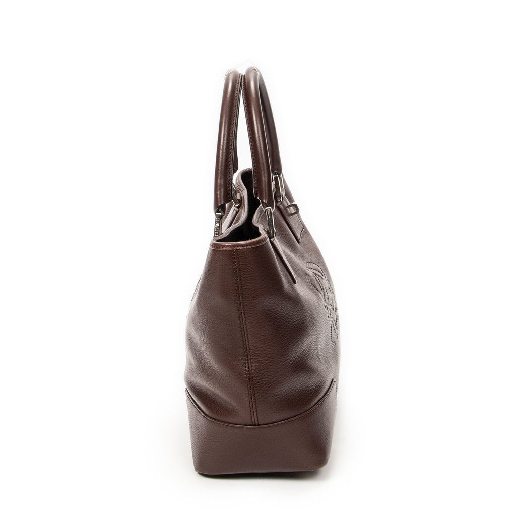 Handbag Anagram Open Tote Dark Brown Calfskin Leather