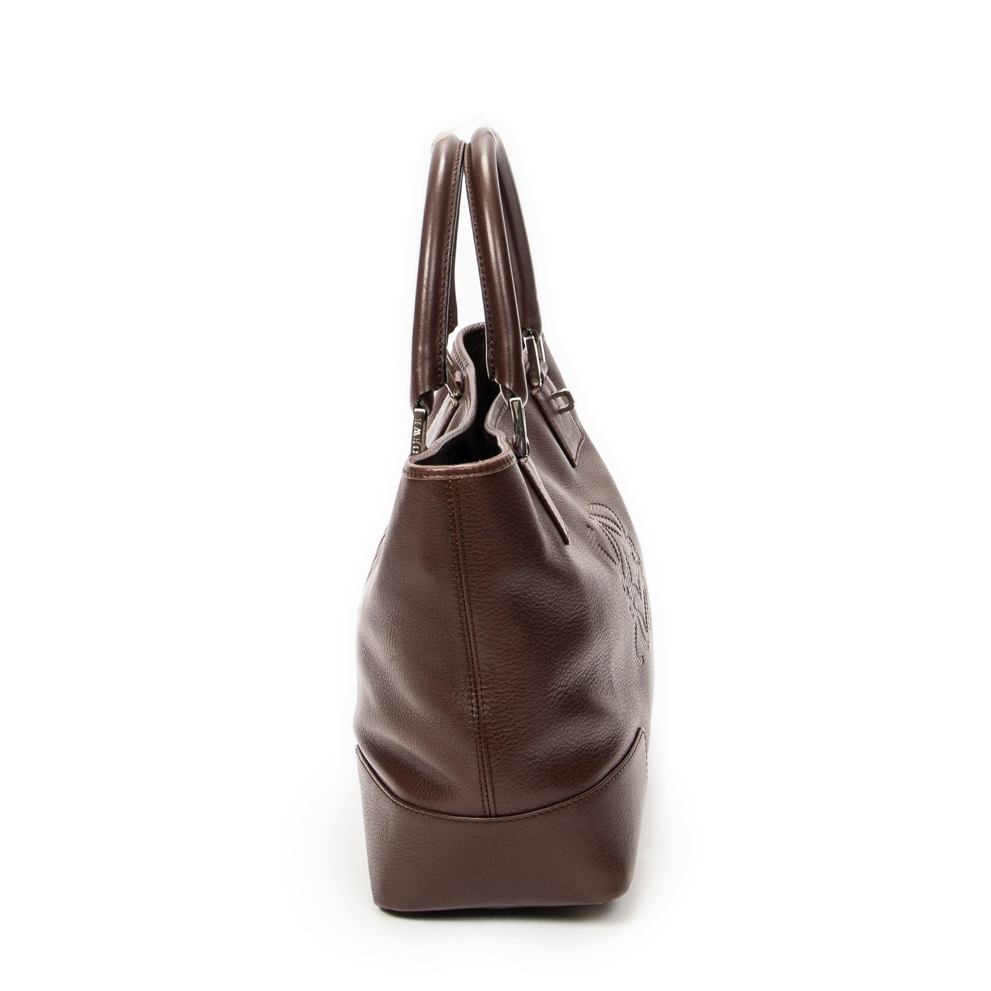 Handbag Anagram Open Tote Dark Brown Calfskin Leather