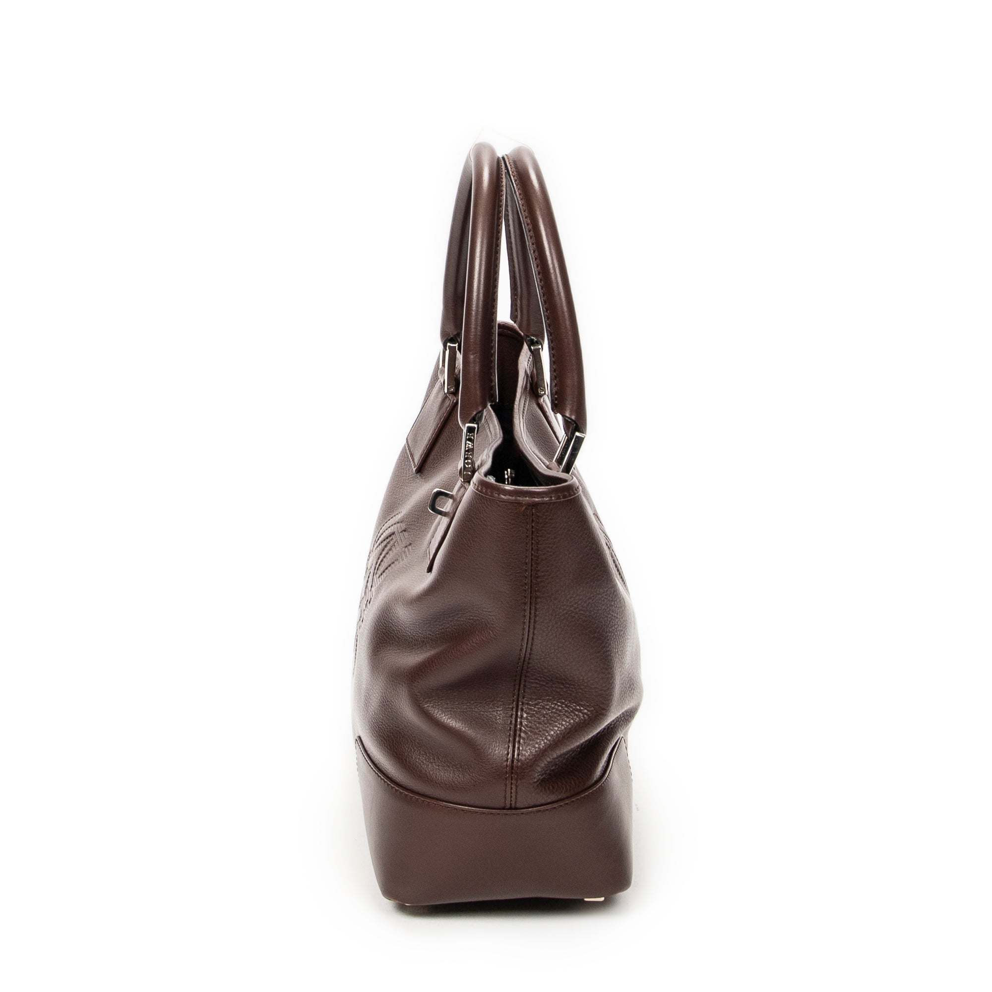 Handbag Anagram Open Tote Dark Brown Calfskin Leather