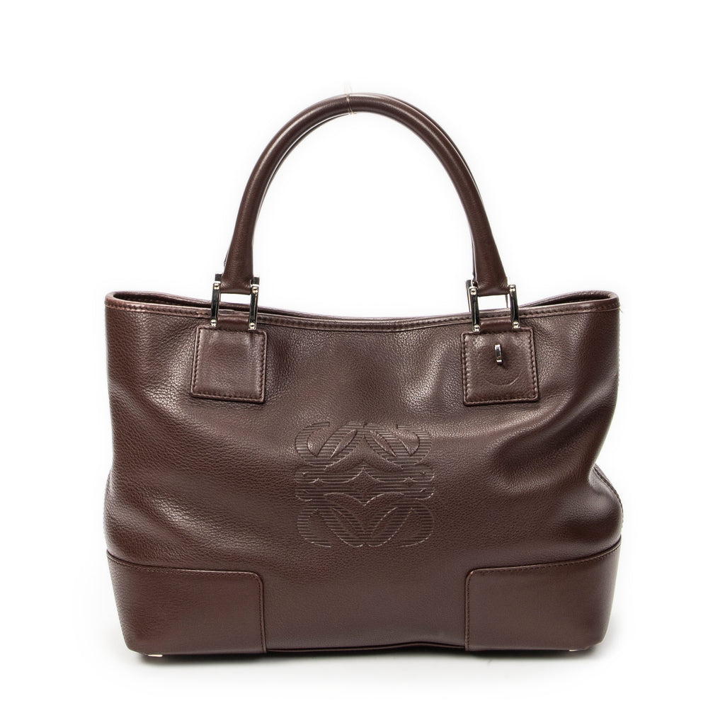 Handbag Anagram Open Tote Dark Brown Calfskin Leather
