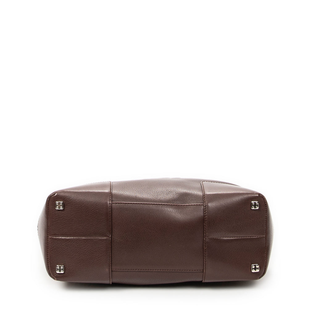 Handbag Anagram Open Tote Dark Brown Calfskin Leather